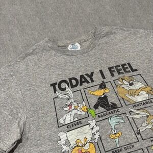 Looney Tunes Today I Feel Graphic Tee Mens Medium Gray Delta Soft T-Shirt
